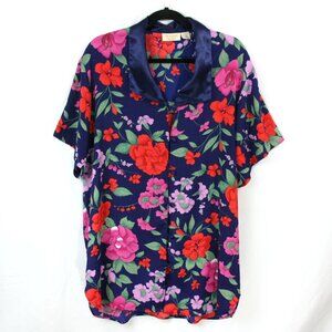 Vintage Victorias Secret Floral Short Sleeve Sleep Shirt Lingerie Gold Label S